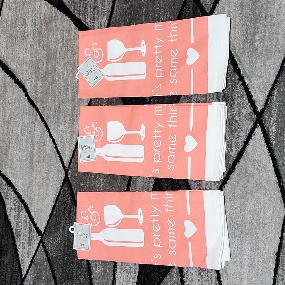 DII "YOU CAN'T BUY HAPPINESS BUT YOU CAN BUY WINE" KITCHEN TOWELS SET-OF-3